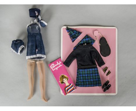 A Pedigree Sindy Lunch Date carded outfit,  12D04 on pink card with booklet, including diary and kitten heels; and a loose Un