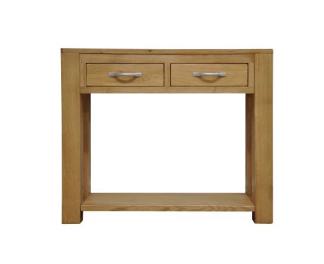 An oak console table   Width 90cm x Depth 30cm x Height 76cm