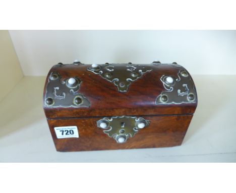 A 19th century walnut dome top tea caddy - some losses
