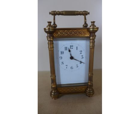 A late 19th century French Carriage clock - Height 15cm - Working 