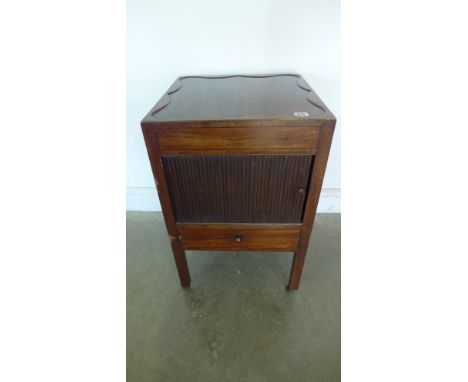 A Georgian mahogany tambour front commode - reduced in height 
