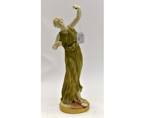 Royal Worcester figure of woman playing castanettes (restoration to arm and hand). Puce backstamp Reg No: 260957 Ref: 1827