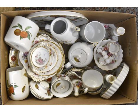 Royal Crown Derby Posies plates; trinkets etc; Hammersley candlesticks etc (1 box) Royal Worcester Evesham 