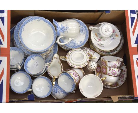 Early 20th Century Allerton's blue and White floral tea set to include cups, saucers, milk and sugar basin, sandwich plates a