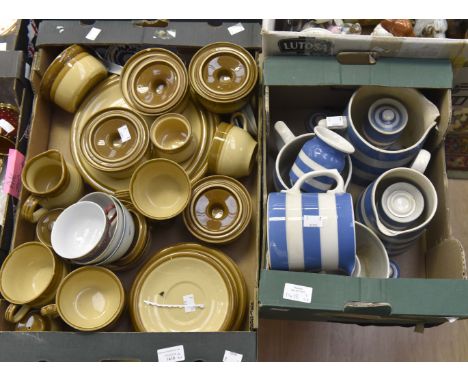 TG Green blue and white striped "Cornish kitchen ware" with TG Green "Granville" part tea and dinner service (2 boxes)