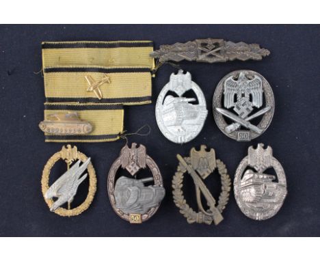 Reproduction WW2 Third Reich Heer / Army war badges to include: Paratrooper badge, Infantry Assualt in Bronze, Close Combat C