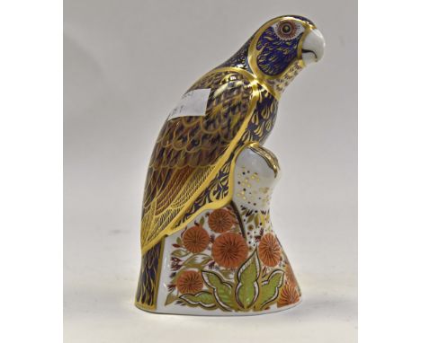 Royal Crown Derby Winged Parrot, signed by Artist, green button