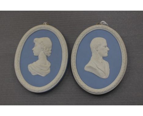 Two Wedgwood oval portrait plaques to commemorate The Coronation of Her Majesty Queen Elizabeth II and HRH The Duke Of Edinbu