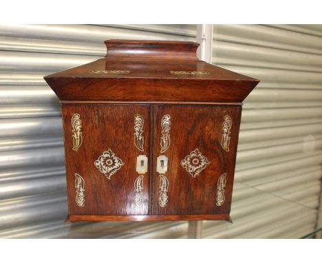 19th Century rosewood and mother of pearl inlaid writing box and jewellery cabinet