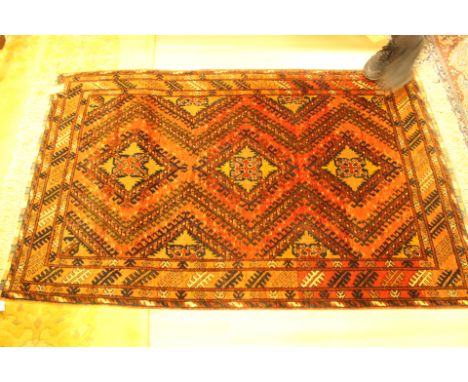 Pure wool Afghan carpet dark brown geometric pattern, with fringe original Lee Longlands label, 156 cms x 111 cms
