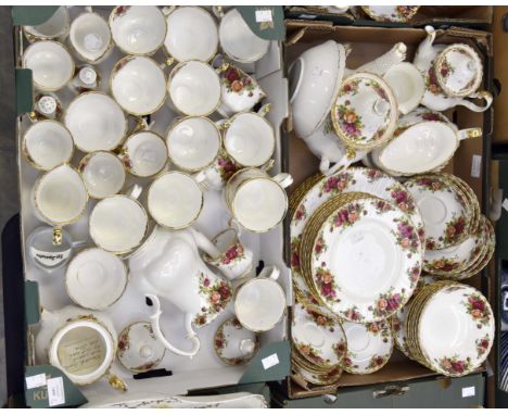 Royal Albert Old Country Roses dinner and tea service to include tea and coffee pots, water pot, cups and saucers, plates, si