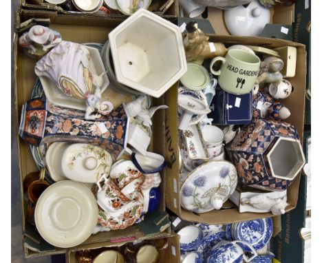 Mixed ceramics lot to include Carlton ware Guinness condiment set, large green and white patterned meat plate, smaller meat p