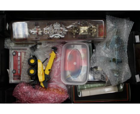 Assorted vintage and modern diecast vehicles including: Crescent Royal State Coach, plus Dinky AEC Red Arrow Bus with Pearl, 