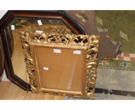  Mirror, Gesso frame plus tapestry picture of maid with sheep