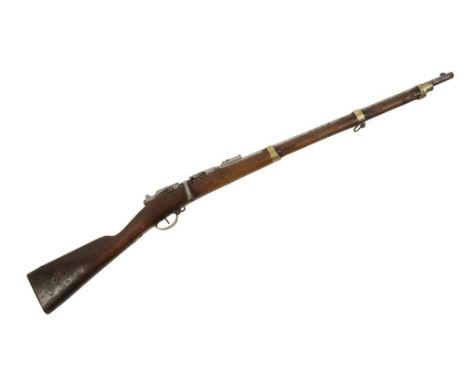 A FUSIL GRAS MODEL MLE 1874 M80 BOLT ACTION RIFLE with brass butt plate, trigger guard and metal sling hooks 