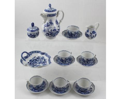 A Hutschenreuther porcelain six-setting coffee service comprising coffee pot, height 18.5cm, milk jug, sucrier, six cups and 