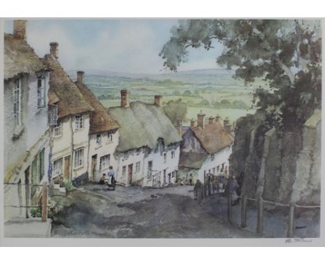 After Eric Sturgeon; signed print, Gold Hill Shaftestbury (as featured in the Hovis commercial), signed in pencil to border, 