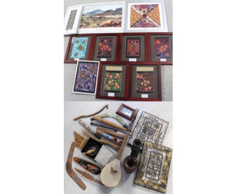 A large quantity of mainly Aboriginal artifacts and artwork to include various carved wooden animal figures, artworks by Shan