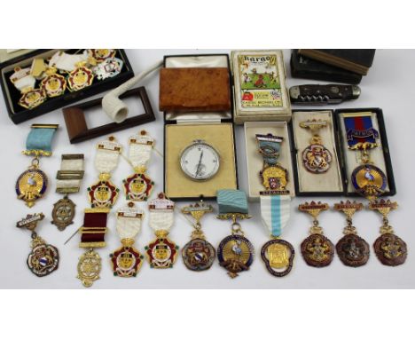 Approximately twenty gilt and silver gilt Masonic jewels relating to various lodges to include The Province of Lancashire Wes