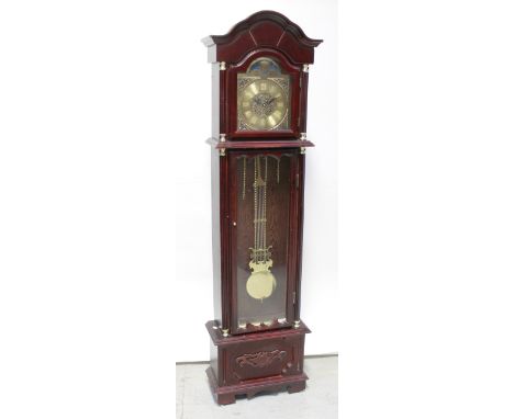 A modern longcase clock in bull's blood stained case and Quartz movement, height 180.5cm. CONDITION REPORT Please note that t