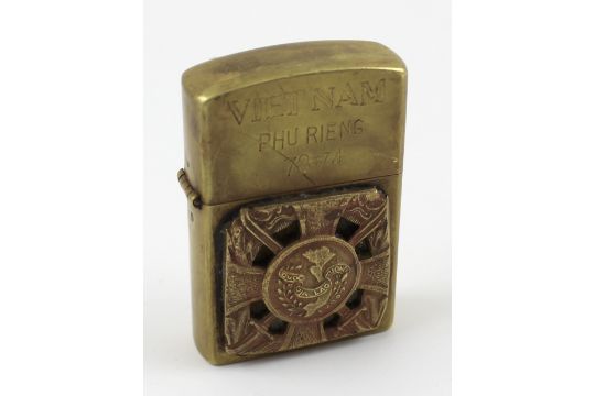 A Zippo Lighter Used During The Vietnam War Inscribed Vietnam Phu Rieng 73 74 And Bearing Appl