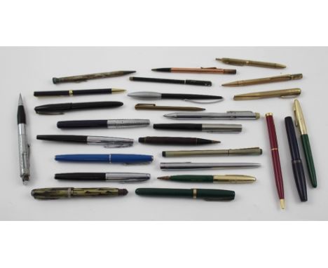 A collection of vintage pens to include fountain pens by Conway including the 106 model, Platinum, Watermans, Parker and Shea