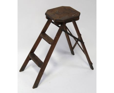 An Edwardian mahogany two-rung library/step ladder.