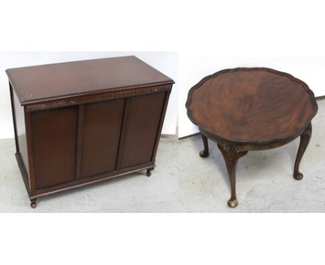 A mid-to-late 20th century oak panel blanket box on short beech cabriole legs, width 91cm and an early-to-mid 20th century wa