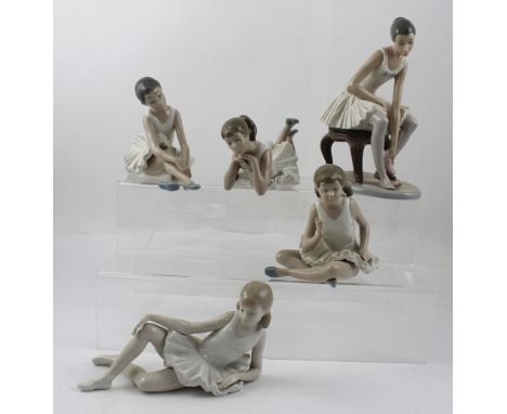 Five Nao ballerina figures, all in various poses (5).