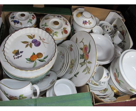 Royal Worcester 'Evesham' Dinner Ware, plates, tureens, cups, saucers, etc:- Two Boxes.