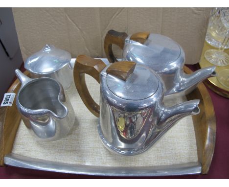 Picquot Ware Four Piece Aluminium Tea Service; together with matching tray.