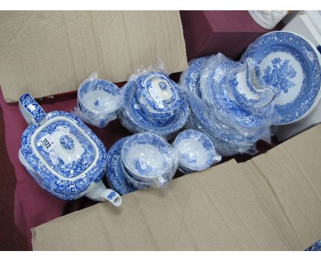 Spode 'Italian' Dinner/Tea Ware, comprising ten dinner plates, six each side plates, tea cups and saucers, teapot, milk jug a