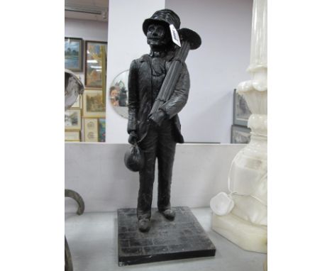 Unity Gifts Figure of Chimney Sweep, made from coal, approximately 48cm high.