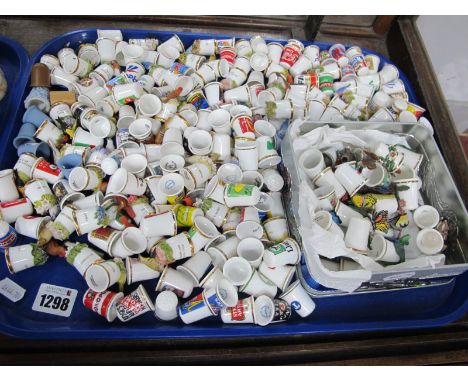 Ceramic Thimbles, including butterfly and bird examples, Wedgwood:- One Tray.