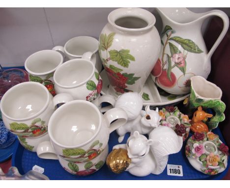 Portmeirion 'Pomona' Ware, of eleven pieces, Royal Osborne Squirrels, Old Country Roses candlesticks etc:- One Tray.