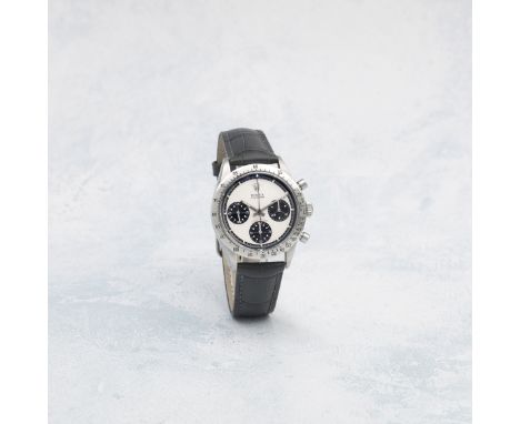 Rolex. A fine and rare stainless steel manual wind chronograph wristwatch with exotic 'Paul Newman' panda dialModel: Cosmogra