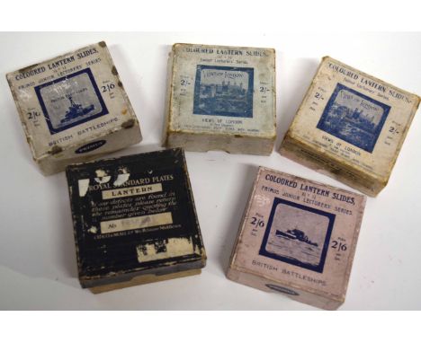 Five boxes of magic lantern slides