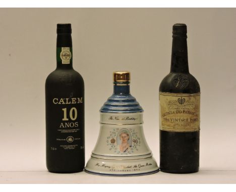 Assorted to include: Fonseca Quinta do Panascal, 1986, one bottle; Calem 10 Anos Port, 1998, one bottle; Bell's Old Scotch Wh