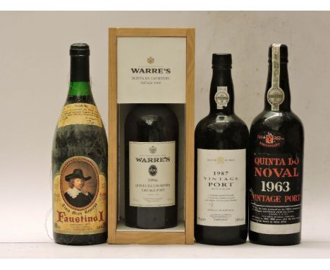 Assorted to include one bottle each: Faustino II, Rioja Tinto Gran Reserva, 1982; Vintage Port, Quarles Harris, 1987; Quinta 