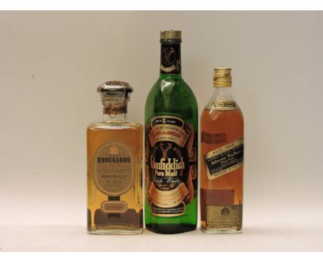 Assorted Whisky to include: Glenfiddich Pure Malt Scotch Whisky, one bottle; Johnnie Walker Black Label, one 500ml bottle; Kn