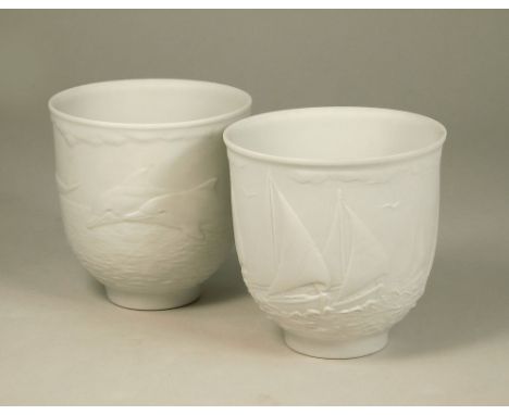 LLADRO. Two Lladro Collector's Society white porcelain tea light holders, 1997 &amp; 1998. Height 9cm.