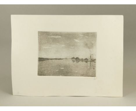 LEACH AQUATINT. 'Night on the Thames, aquatint, c1908-09. 'BL' &amp; 'JL' stamps &amp; 'Authenticated by Janet Leach' in penc
