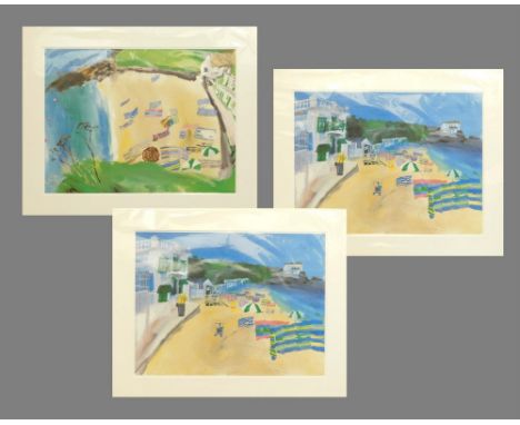 EMMA JEFFRYES. Three prints: 'Porthminster Beach, St. Ives, July 2018'; 'Porthminster Beach, St. Ives, July 2018'; &amp; 'Por