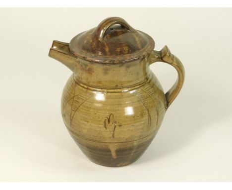 SVEND BAYER. A Wenford Bridge Pottery two-pint coffee pot by Svend Bayer. Personal &amp; Pottery marks. Height 20cm.