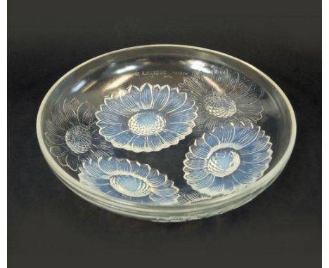 LALIQUE GLASS. A Lalique opaque glass bowl in the Paquerettes pattern. Moulded naming &amp; etched number 395. Diameter 21.5c