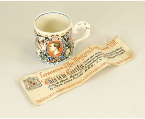 LAURA KNIGHT. A 1937 Coronation mug after a design by Dame Laura Knight. Sold with original 1937 leaflet.
