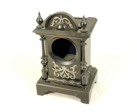WATCH STAND. An architectural, ebonised wood, watch stand. Full height 19cm.
