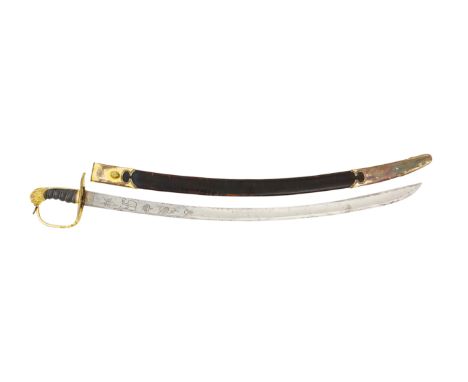 Napoleonic War Period 1803 Pattern Infantry Officer’s SwordA good example, the single edged curved blade with engraved decora