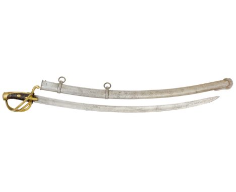 19th Century French Light Cavalry Trooper’s Sword.A good example with a single edged curved 34 1/2 inch plain blade. The back