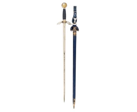 German Third Reich Luftwaffe Officer’s Sword by SMF, Solingen.A fine example with twist wire bound blue leather grip, silvere